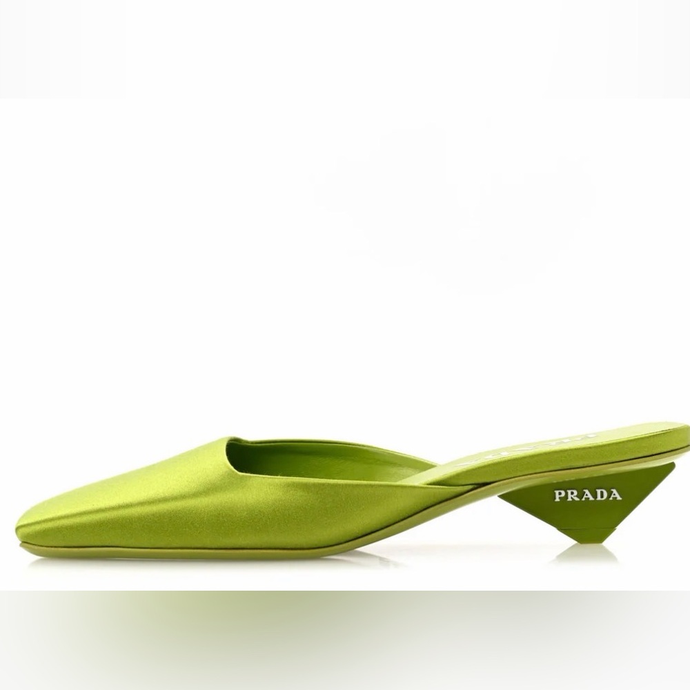 Prada Satin Modellerie Mules Felce